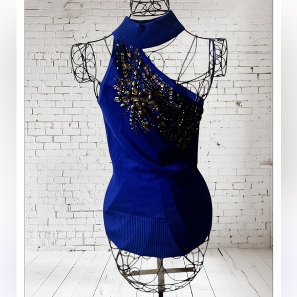 Cache Elegant Blue Embellished Women' Sz XS Top - Picture 1 of 8